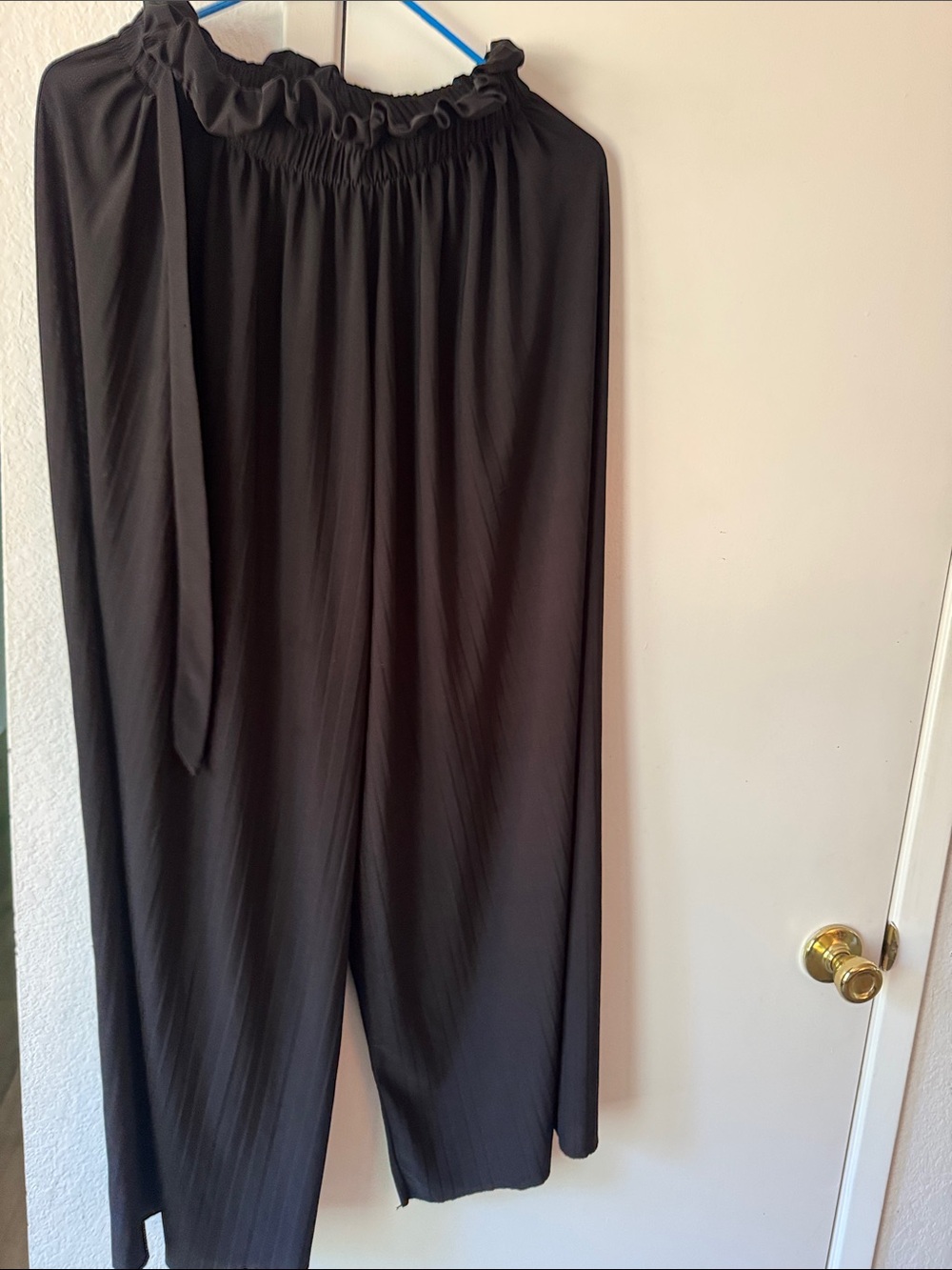 Women's Black Wide-Leg Elastic-Waist Pants